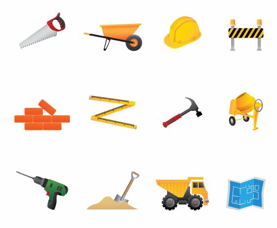 free vector Building and Construction Tools Vector Icon Set